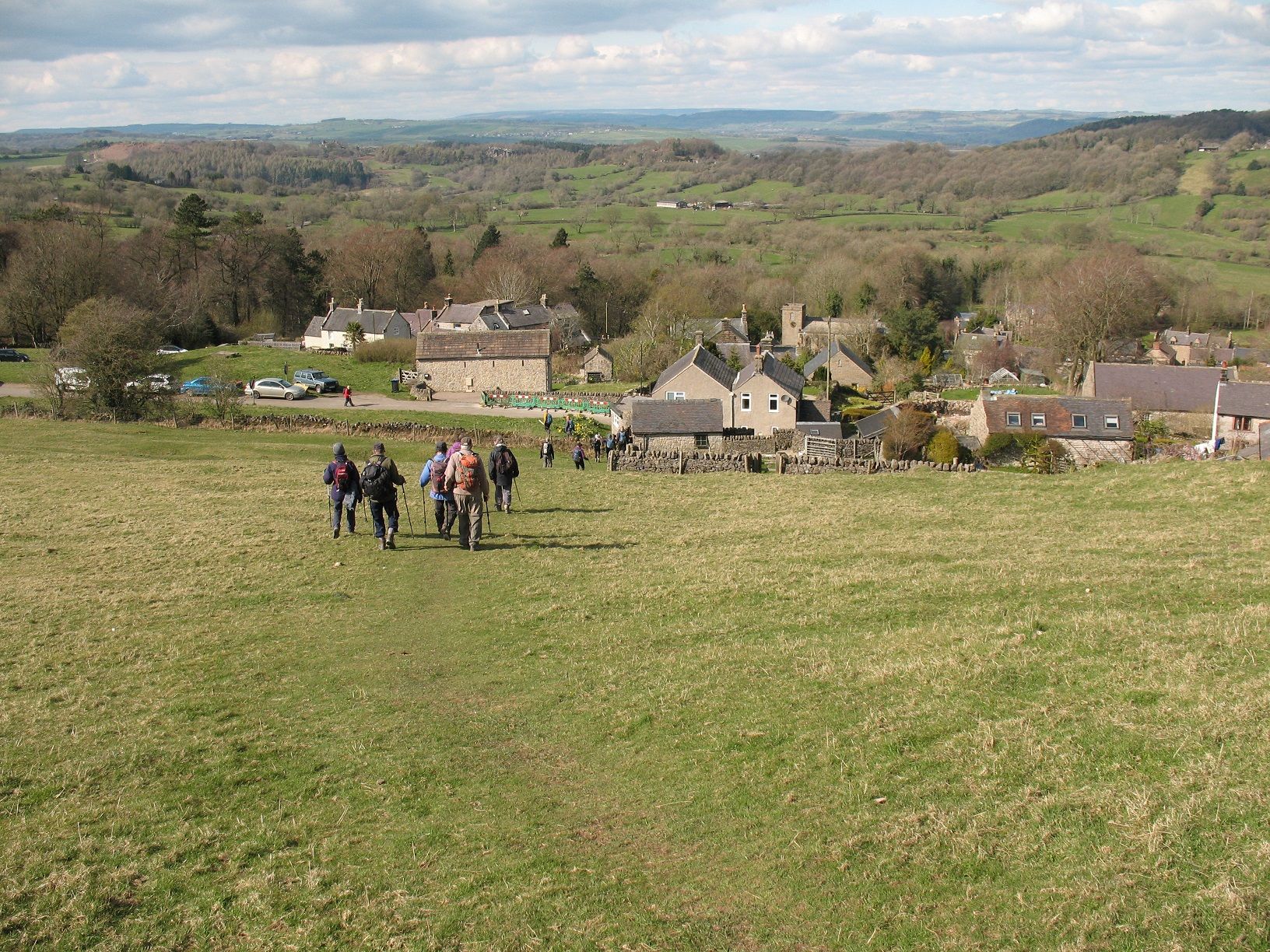 View of Winster village across fields